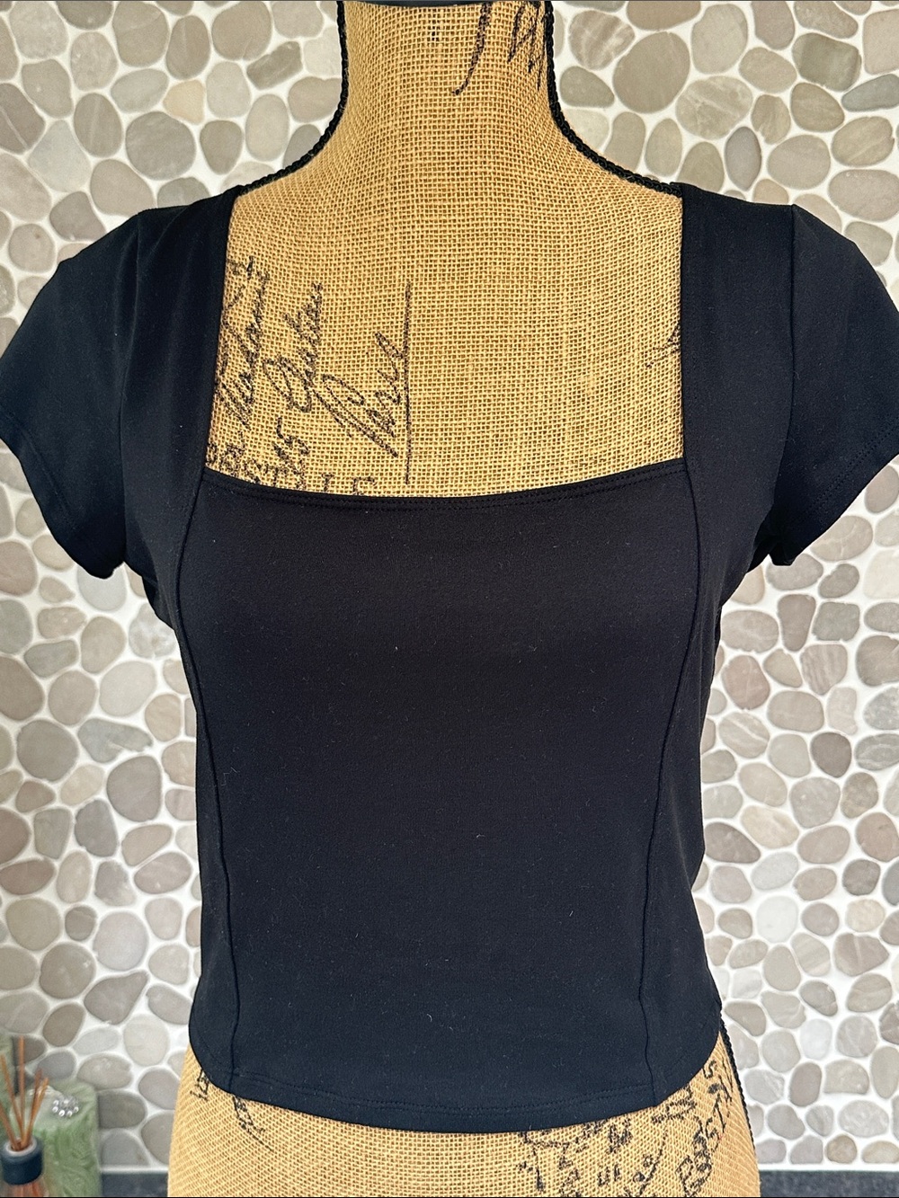 Hollister Black Square-Neck Crop Top